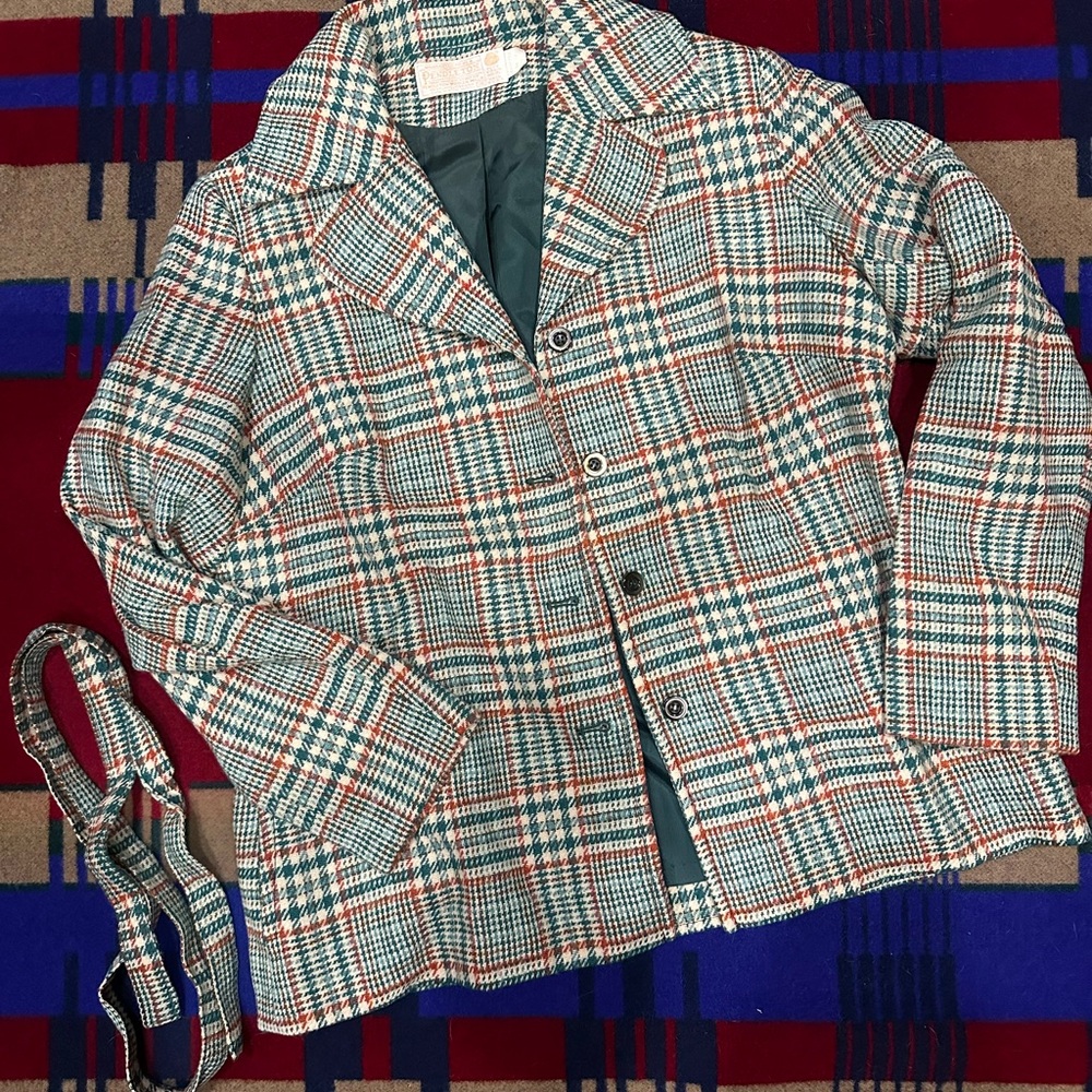 Pendleton Plaid Blazer - Red, Green, Cream